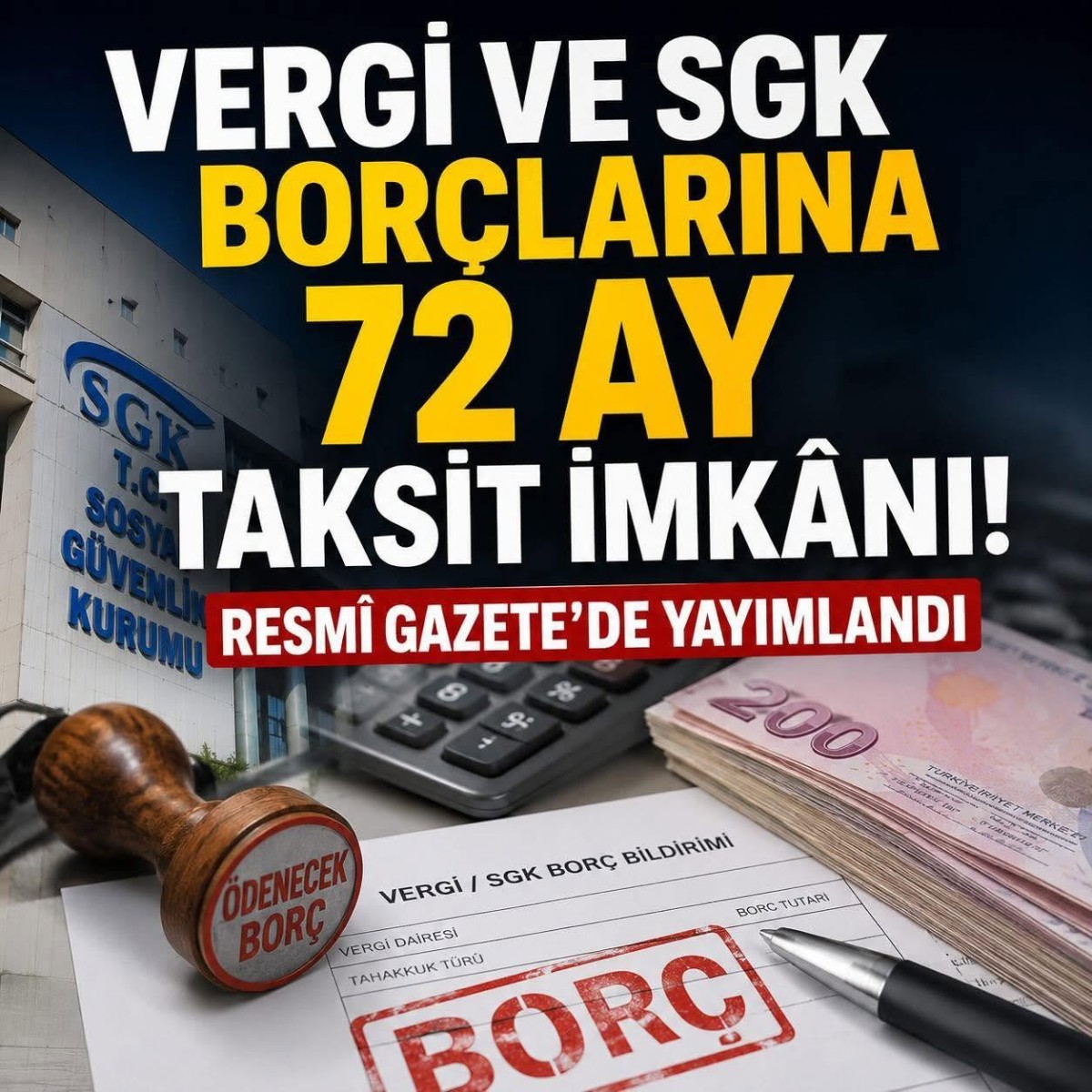 Vergi ve SGK Borçlarına 72 Aya Varan Taksit İmkânı