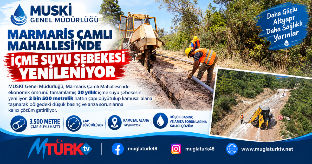 Turizm Sezonunda Düşük Basınç Tarih Oluyor: Çamlı’nın İçme Suyu Hatları Kamusal Alana Taşındı